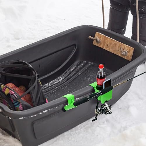 Moxweyeni 4 Pcs Ice Fishing Sled and Bucket Phone, Drink, and Tool Holder Bucket Rod Holder for Sleds and Buckets