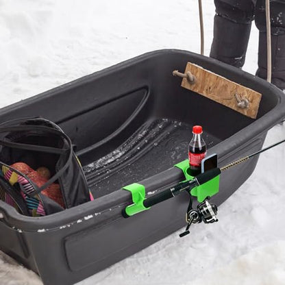 Moxweyeni 4 Pcs Ice Fishing Sled and Bucket Phone, Drink, and Tool Holder Bucket Rod Holder for Sleds and Buckets