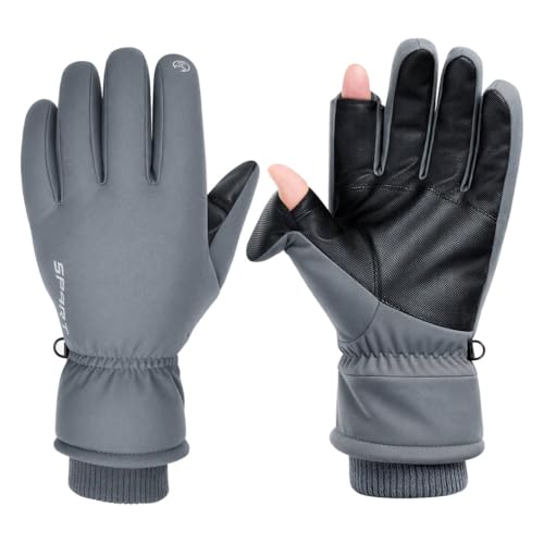 INNOLIFE Ski Gloves Men Women Waterproof Winter - Snow Gloves with Thermal Lining, Non-Slip Grip & Opening for Cold Weather - color: Grey, size: X-Large