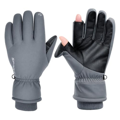 INNOLIFE Ski Gloves Men Women Waterproof Winter - Snow Gloves with Thermal Lining, Non-Slip Grip & Opening for Cold Weather - color: Grey, size: X-Large