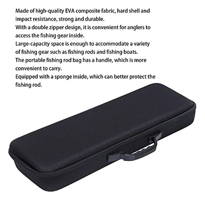 54 * 19 * 9cm Hard Fishing Rod Case Portable Fishing Tackle Bag Waterproof Fishing Rod Carrying Case with Foam, Travel Fishing Rod Bag for Outdoor Fishing Gear Storage
