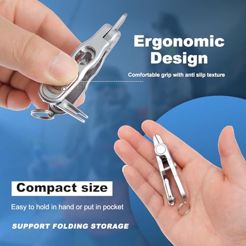 3-in-1 Fishing Line Cutter, Fly Fishing Nippers Knot Tying Tool with Retractors for Nylon and Braided Lines, Stainless Steel Braided Line Scissors Clippers for Mono and Fluoro Lines(Silver)