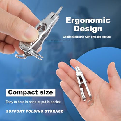 3-in-1 Fishing Line Cutter, Fly Fishing Nippers Knot Tying Tool with Retractors for Nylon and Braided Lines, Stainless Steel Braided Line Scissors Clippers for Mono and Fluoro Lines(Silver)