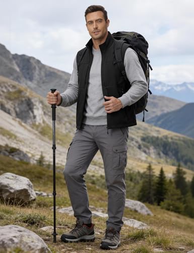 Eisctnd Mens Lightweight Quick Dry Vest Sleeveless Outdwear Utility Jacket | Utility Sleeveless Vest with Multi Pockets, Outerwear Hiking Fishing Photography Camping Travel Outdoor - color: Black, size: X-Large