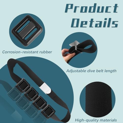 4 Pcs Scuba Weight Belt,Diving Weight Belt with Metal Block Buckle Coated Dive Weights Nylon Dive Belt Suitable for Free Diving - color: Black, size: 4.4lb