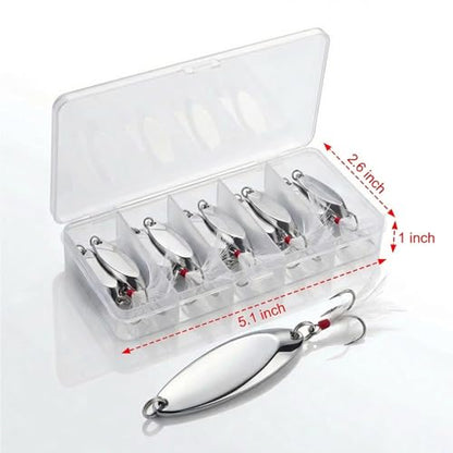 Fishing Spoons Lures for Bass Trout Salmon, 1/5oz Sliver Metal Spoon Lures for Saltwater Freshwater, 10Pcs Casting Spinner Bait Set with Durable Hooks for Lakes Rivers & Surf Fishing - color: Sliver Tone Fishing Spoons 1/5oz,10 Pcs