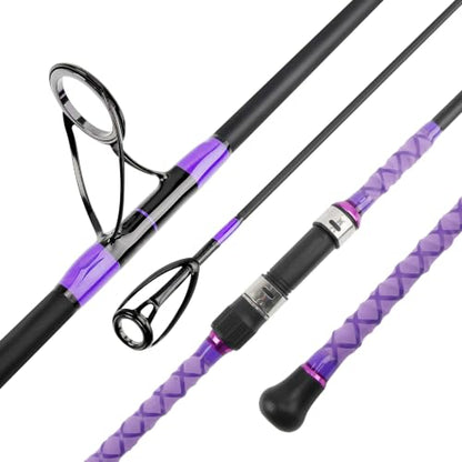 Surf Rod Saltwater 9ft- 4-Piece Carbon Fiber Surf Fishing Rods, Portable Travel Surf Spinning Rod with 20-40lb Power Green Blue - color: Purple, size: 10FT Surf Rod