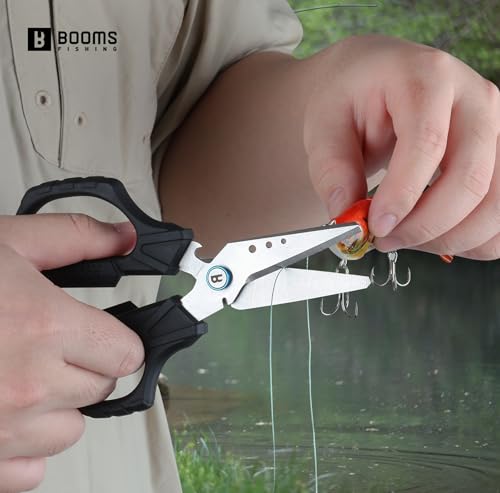 Booms Fishing Braided Line Cutter: 6.3in Multifunction Fishing Scissors - Fishing Shears with Serrated Blades and Side Wire Cutter, S04 - style: Scissors Only
