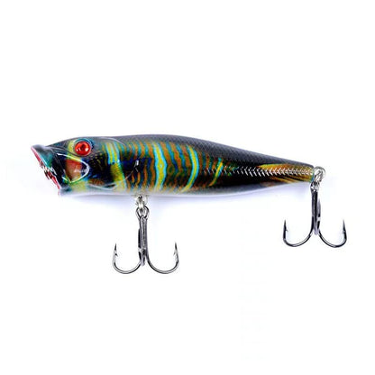 4 Pack Topwater Popper Fishing Lure, Realistic Popper Bait with 3D Painted Design,Hard Lure for Bass,Trout,Pike in Freshwater Saltwater 050