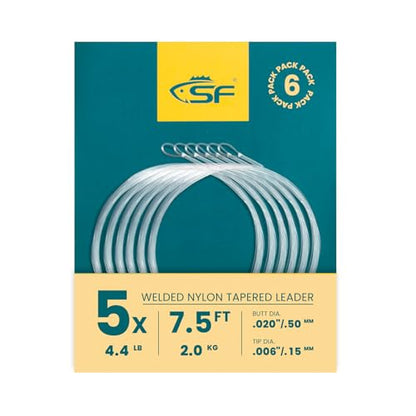 SF Pre-Tied Loop Fly Fishing Tapered Leader Nylon Clear Trout Freshwater Saltwater Bonefish Permit Bass Salmon Steelhead 7.5FT 9FT 10FT 12FT 15FT 0X 1X 2X 3X 4X 5X 6X 7X - size: 7.5FT-5X, style: Freshwater Weled Loop 6-pack