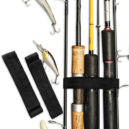 Arrowbash 4 Pcs Fishing Rod Straps for Boat Deck 28.1'' Nylon Rod Straps( up to 5) with 24 Screws Secure for Fishing Boat Accessories - color: Black