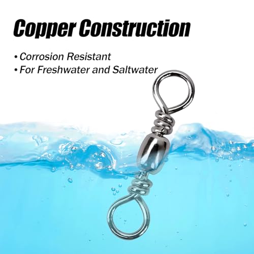 Copper Ball Bearing Swivels Cross Line Swivels Silver FS/ZH-02(10#,100pcs) | for Saltwater Freshwater,Fishing Swivel Tackle,for Lure Line,and Leader Connections