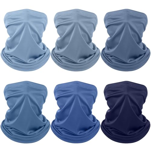 Geyoga Summer UV Protection Cooling Neck Gaiter | Sunscreen Breathable Face Scarf Bandana Mask Neck Gaiter for Outdoor Fishing Hiking Camping - color: Blue‑gray