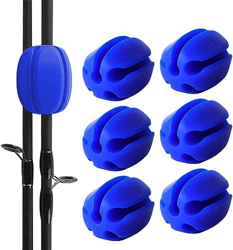 10Pcs Silicone Fishing Rod Holder Straps, 5 Hole Portable Fishing Rod Fixed Ball, Rubber Fishing Pole Clips Fly Fishing Accessories - color: Blue