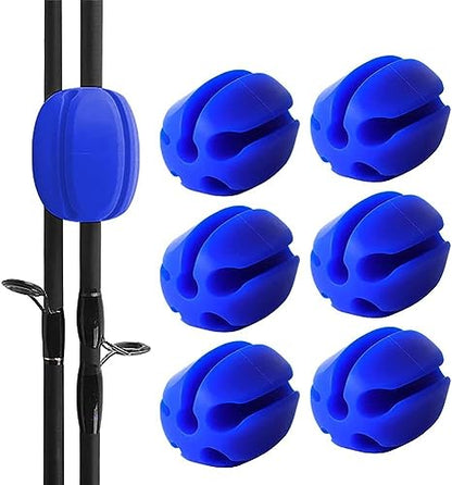 10Pcs Silicone Fishing Rod Holder Straps, 5 Hole Portable Fishing Rod Fixed Ball, Rubber Fishing Pole Clips Fly Fishing Accessories - color: Blue