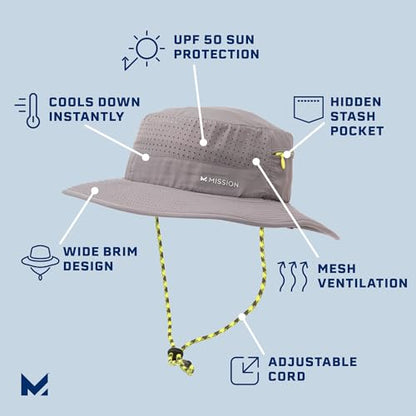 MISSION Cooling Anywhere Boonie Hat - Unisex Wide-Brim Hat for Men & Women - Cools Up to 2 Hours - UPF 50 Sun Protection - color: Charcoal