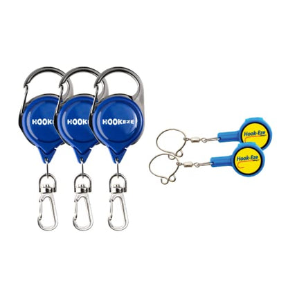 Hook-Eze Fishing Knot Tying Tool and Zinger Retractor Combo | Stocking Stuffers Gifts for Men, Fishing Gear and Equipment for Nippers, Forceps, Fly Float Ant, Belt Loops & Backpack
