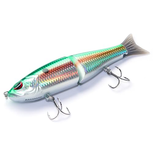 Bassdash SwimShad Glide Baits Jointed Swimbait Bass Pike Salmon Trout Muskie Fishing Lure - color: Gizzard Shad, size: 7in/2.2oz