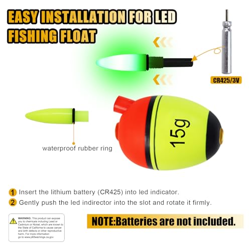 Night Fishing Slip Float, EVA Sliding Float Led Lighted Slip Bobbers for Saltwater Freshwater, 15g-40g Buoyancy Fishing Floats Without Battery - color: 15g Buoyancy Floats*5PCS