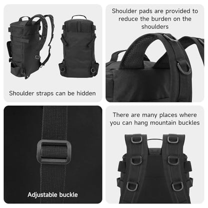 KOMCLUB Black Fishing Sling Tackle Storage Backpack, Large with Rain Cover‌ | Waterproof Outdoor Fishing Bag, Ideal Fishing Gifts for Men, Fits All-Day Fishing Trips - color: Black