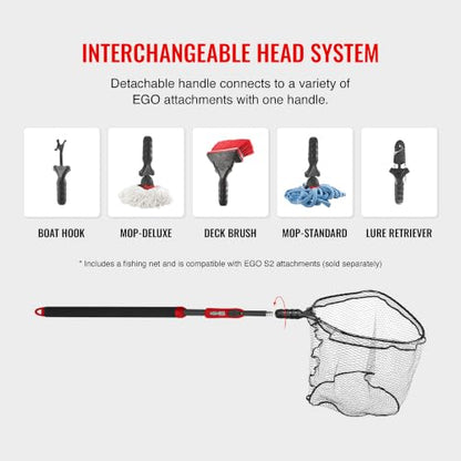 EGO S2 Slider Fishing Net Handle | Adjustable Extension Handle, Minimal Water Drag Design, Ergonomic Foam Grip for Landing Nets - size: 29" to 60" Handle, 22” x 23” Hoop, style: Pvc Coated Mesh