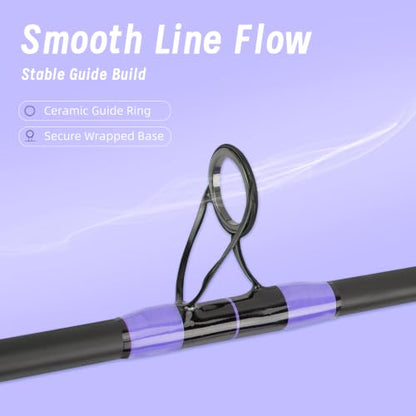 Surf Rod Saltwater 9ft- 4-Piece Carbon Fiber Surf Fishing Rods, Portable Travel Surf Spinning Rod with 20-40lb Power Green Blue - color: Purple, size: 9FT Surf Rod