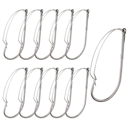 10 Pcs Weedless Wacky Rig Hooks Bass Fishing Hooks for Wacky Rigging Worm Lure Long Neck Hooks Anti-Hanging Bottom Mouthguard Fish Hook for Wacky Rigging Worm Lure 2/0