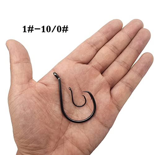 Circle Hook Rigs with Steel Leaders, Saltwater Surf Fishing Tackle Kit, Heavy Duty Hooks, 7x7 Strands Steel Wire with Nylon-Coating - size: 1#