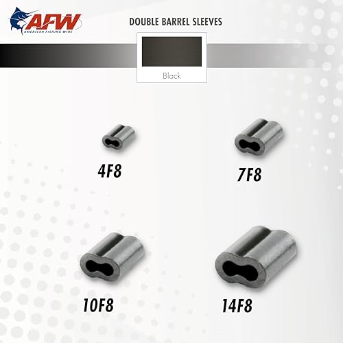 AFW American Fishing Wire Double Barrel Crimp Sleeves – Copper, Black Burr-Free & Corrosion Resistant Finish, Ideal for Rigging Fishing Leaders Over 90lbs, Packaged for Angler's Choice (Retail, Bulk) - size: 1000 Pieces, 0.116 -Inch Inside Diameter