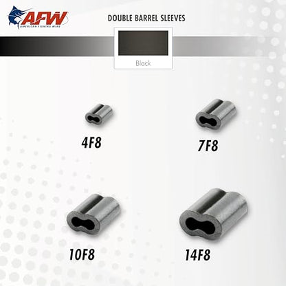 AFW American Fishing Wire Double Barrel Crimp Sleeves – Copper, Black Burr-Free & Corrosion Resistant Finish, Ideal for Rigging Fishing Leaders Over 90lbs, Packaged for Angler's Choice (Retail, Bulk) - size: 1000 Pieces, 0.116 -Inch Inside Diameter