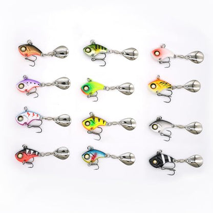 Stonefish 3PCS Spinner Baits Fishing Lure Kit, Trout Lures with Sharp Treble Hooks, Vibrating Swimming Bait for Bass Walleye Pike Freshwater Fishing - color: A-7g