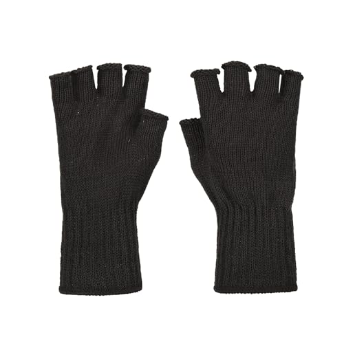 M MCGUIRE GEAR GI Wool Fingerless Gloves, Half Finger Outdoor Tactical Glove Insert - Ski Glove Insert Made in USA - color: Black