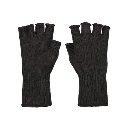 M MCGUIRE GEAR GI Wool Fingerless Gloves, Half Finger Outdoor Tactical Glove Insert - Ski Glove Insert Made in USA - color: Black
