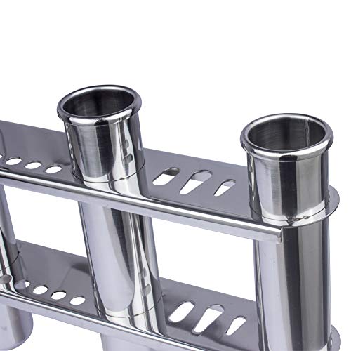Wall Mounted Fishing Rod Holder for Boat, Stainless Steel 4 Tubes Linked Vertical Fishing Rod Rack for Marine Boat,Fishing Boat, Truck