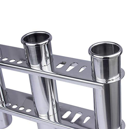 Wall Mounted Fishing Rod Holder for Boat, Stainless Steel 4 Tubes Linked Vertical Fishing Rod Rack for Marine Boat,Fishing Boat, Truck