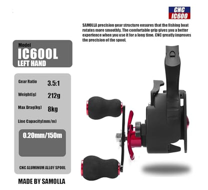 Ultra Portable High-Foot Ice Fishing Reels with Smooth 8KG Drag, Inline Ice Reel and 3.5:1 5+1 BB