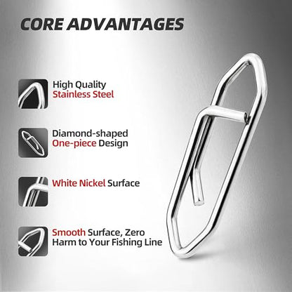 High Strength Fishing Snap - Stainless Connector Snaps Swivels Tackle Steel Power Fishing Clip Lure Quick Change for Freshwater and Saltwater - size: 50PCS -0.7"