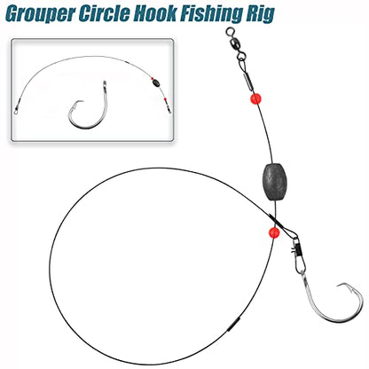 Saltwater Grouper Rigs Carolina & Bottom Surf Fishing Rigs with Egg Sinkers, Circle Hooks for Catfish Redfish Grouper Halibut Striper - size: 2oz Rig Kit