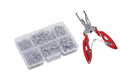 GREATFISHING 200PCS High Strength Heavy Stainless Steel Split Ring Lure Connector Swivels Snap with Fishing Pliers 30lb to 120lb Test - color: 240PC 7-14mm X-strong Ring With Plier