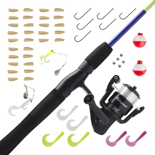 Shakespeare Catch More Fish Spinning Reel and Fishing Rod Combo with Kit - color: Lake/Pond - Yellow, style: 2024 Model