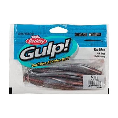 Berkley Gulp! Saltwater Jerk Shad Fishing Soft Bait - color: Red Chrome, size: 6"