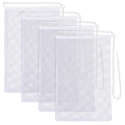 Mesh Chum Bag, 4 Pcs Bait Chum Bucket for Enhanced Fishing Attraction 12×18 inch, Nylon Drawstring Laundry Bags, White Net Storage Bags for Saltwater Fishing Kitchen Gifts Travel College - size: 12 x18 inch