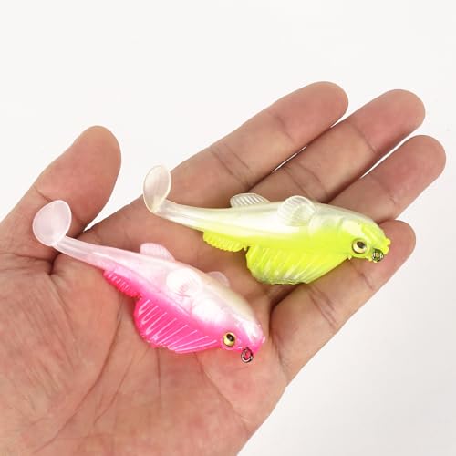 Soft Fishing Lures for Bass: Premium Pre-Rigged Jig Head Paddle Tail Swimbaits for Freshwater and Saltwater - color: 10pcs Weedless Hook