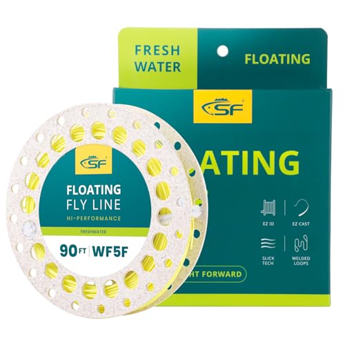 SF Fly Fishing Line with Two Welded Loops Weight Forward Floating Fly Lines Trout 90FT WF2 3 4 5 6 7 8 9F Multi-Color Freshwater - color: Fluo Yellow, size: WF5F 90FT Line