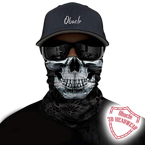 Obacle Neck Gaiter Face Mask Bandana for Dust Wind Sun Protection for Men Women - color: Black Nose White