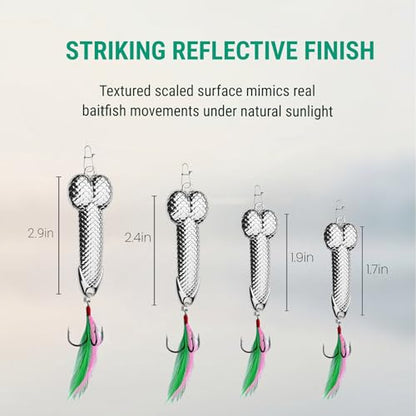 Gag Fishing Lures Set Metal Luminous Sequin Spoons Funny Top Water Bass Fishing Lures Fishermen Gear Spinner Baits Freshwater Saltwater Equipment Fishing Hook for Fishing Lover Men - color: Silver