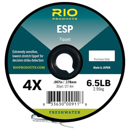 RIO Products ESP Tippet – Ultra Low-Stretch, High-Sensitivity Trout Tippet for Euro Nymphing, Indicator Nymphing & Stillwater Fishing – 2X, 3X, 4X, 5X, 6X, 7X - size: 2X