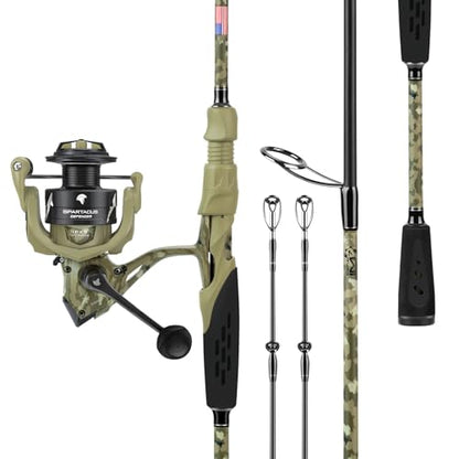 KastKing Spartacus Defender Twin-Tip Fishing Rod and Reel Combo, Spinning & Baitcaster Combo, KastFlex IM7 Graphite 2-Piece Blanks with Backup Tip Section, PTS System, EVA Handles - style: Spin-6'0" L-500 Reel (2pcs+ Extra Tip)