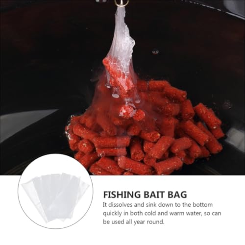 ARTIBETTER 50pcs Fishing Bait Bags Water Soluble Bait Holder 12x16cm Mesh Storage Container for Live and Fishing Accessories