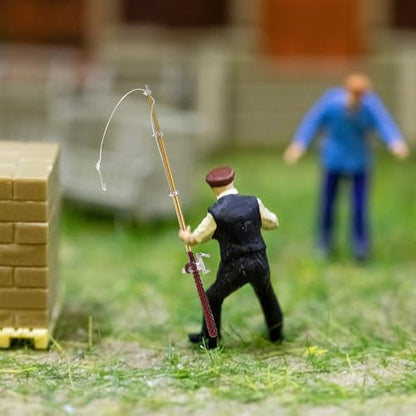 Angoily Mini Fishing Rod Model 5.31 Inch Miniature Fishing Pole Dollhouse Accessories Micro Landscape Decor for DIY Mini House Display
